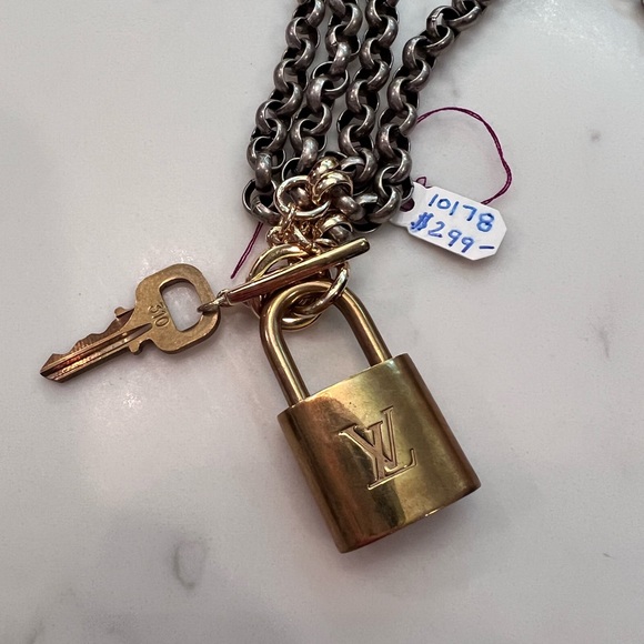 NWT Louis Vuitton Two-tone Authentic Upcycled Vintage Padlock Necklace - Picture 3 of 5